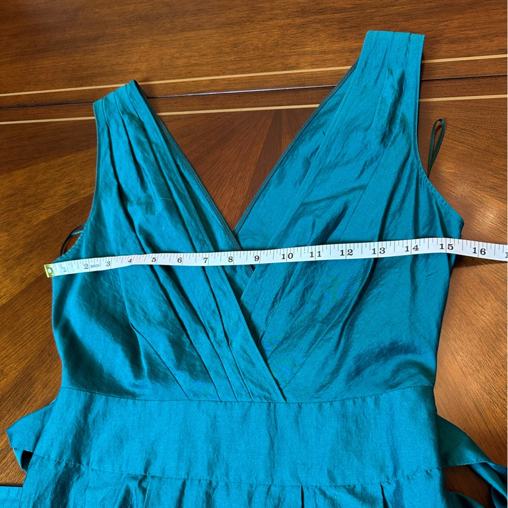 Moschino Teal Dress | Silk & Cotton Blend | Made in Italy | Elegant Designer - Picture 6 of 13